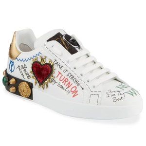 Dolce & Gabbana Graffiti Portofino Jeweled Sneaker